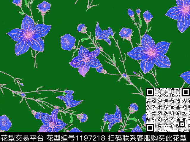 190419-3.jpg - 1197218 - 清爽底花卉 牵牛花 满版散花 - 数码印花花型 － 女装花型设计 － 瓦栏