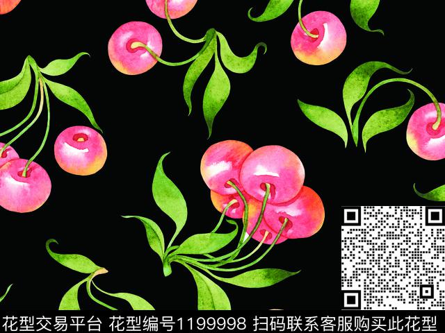 190426-1.jpg - 1199998 - 水果 樱桃 手绘水果 - 数码印花花型 － 女装花型设计 － 瓦栏