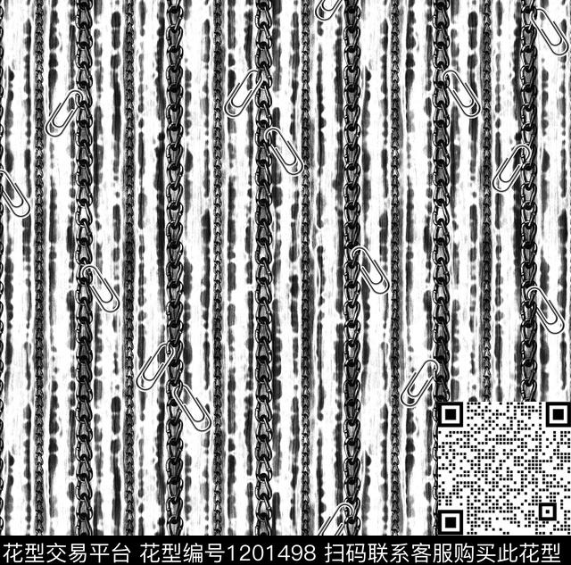 190424扎染链条回路黑白.jpg - 1201498 - 大牌风 趣味 扎染花型 - 数码印花花型 － 童装花型设计 － 瓦栏