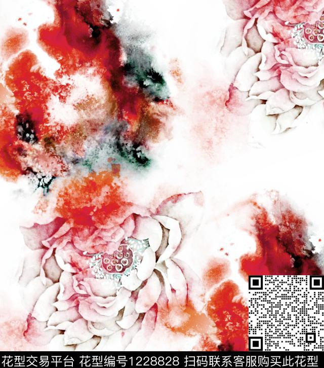 R1808005.jpg - 1228828 - 水彩花卉 rose watercolor - 数码印花花型 － 女装花型设计 － 瓦栏