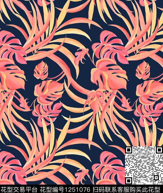 R1904082.jpg - 1251076 - 棕榈树 flamingos - 数码印花花型 － 女装花型设计 － 瓦栏