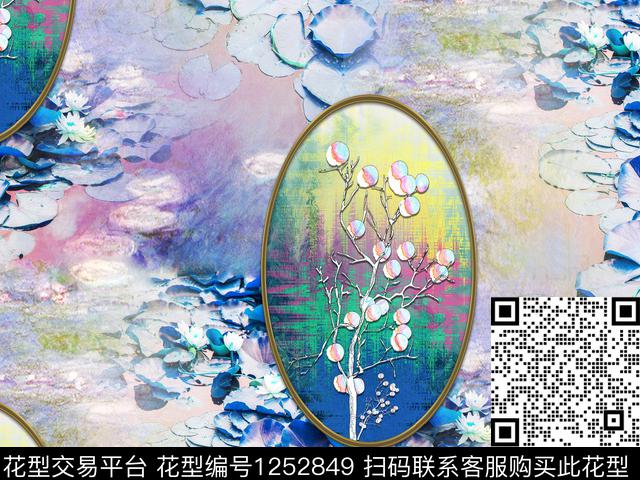 水墨金边花-ok.jpg - 1252849 - 水墨风 荷花 油画花型 - 数码印花花型 － 女装花型设计 － 瓦栏