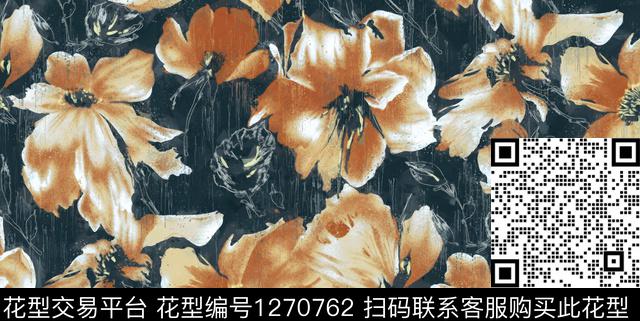 G1910080G.tif - 1270762 - 花卉 抽象 手绘 - 数码印花花型 － 女装花型设计 － 瓦栏