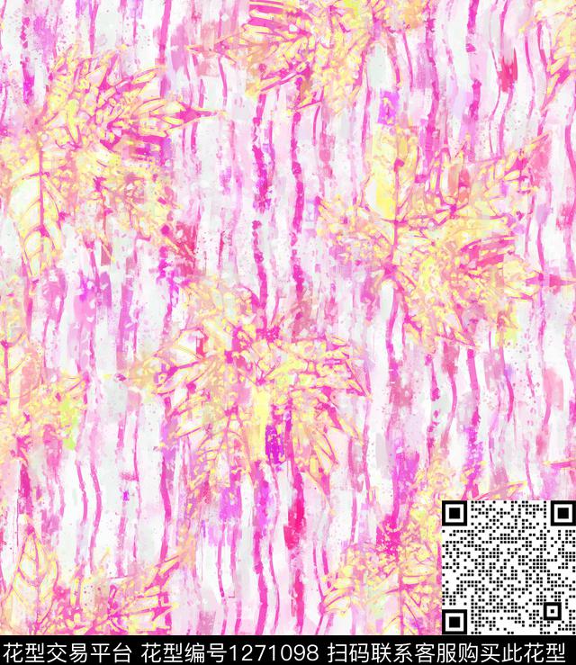 G1910103G.tif - 1271098 - 抽象 手绘 油画花型 - 数码印花花型 － 女装花型设计 － 瓦栏