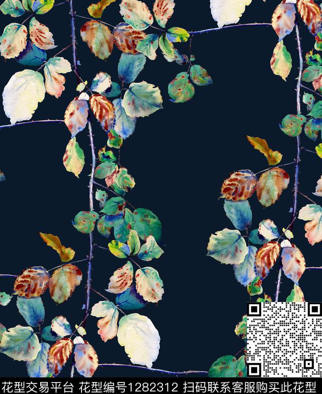R1907140.jpg - 1282312 - 松鼠 藤蔓 绿植树叶 - 数码印花花型 － 女装花型设计 － 瓦栏