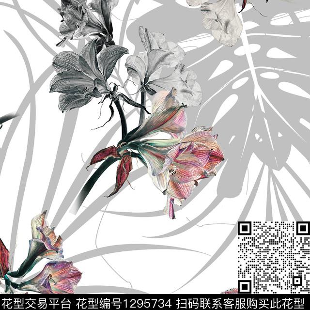 8082.jpg - 1295734 - 树枝 花卉 绿植树叶 - 数码印花花型 － 女装花型设计 － 瓦栏