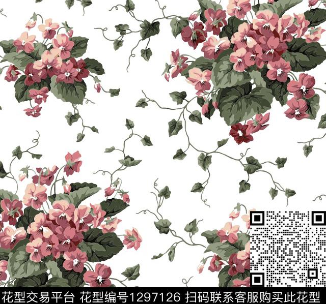 1912.jpg - 1297126 - 花卉 热带花型 小碎花 - 传统印花花型 － 女装花型设计 － 瓦栏