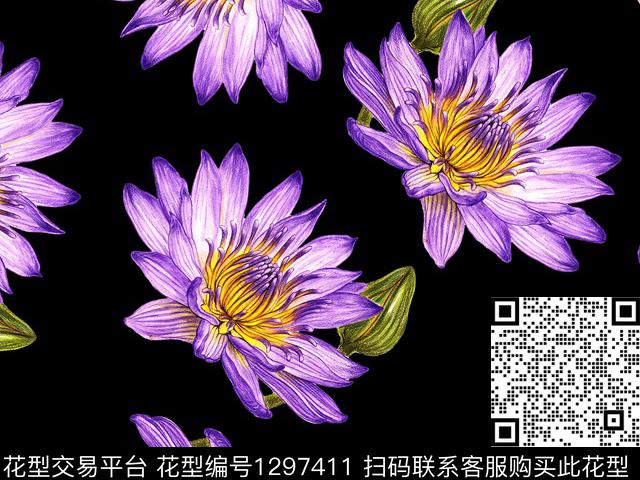 200209-1.jpg - 1297411 - 抽象花卉 数码花型 手绘花卉 - 数码印花花型 － 女装花型设计 － 瓦栏