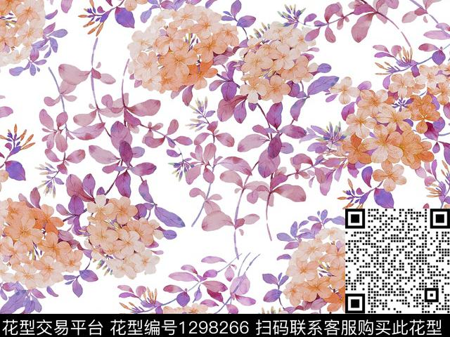 200217-2.jpg - 1298266 - 紫藤花 水彩花卉 清爽花卉 - 数码印花花型 － 女装花型设计 － 瓦栏