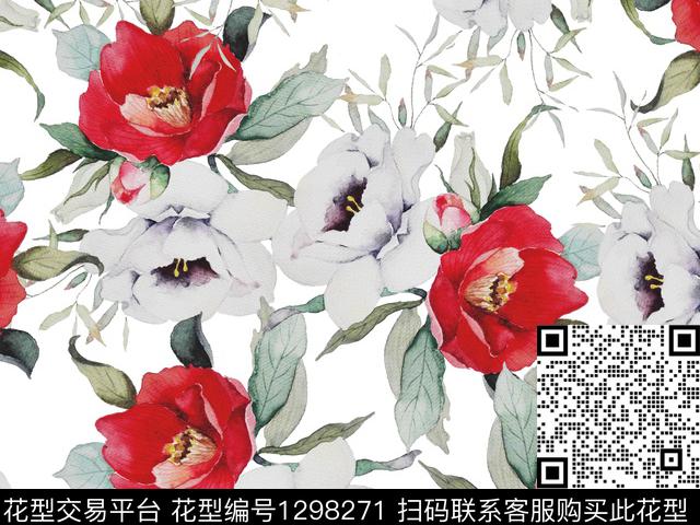 200218-1.jpg - 1298271 - 数码花型 抽象花卉 茶花 - 数码印花花型 － 女装花型设计 － 瓦栏