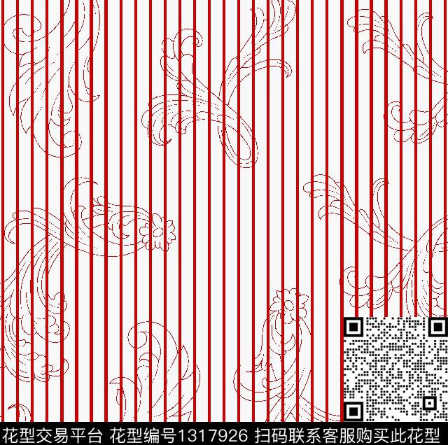 214-1.tif - 1317926 - 几何 树枝 大牌风 - 传统印花花型 － 男装花型设计 － 瓦栏