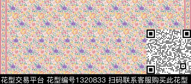 w-27216.jpg - 1320833 - 定位花 大牌风 - 数码印花花型 － 女装花型设计 － 瓦栏