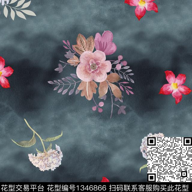 ASMYSJ0170.jpg - 1346866 - 绿植树叶 数码花型 花卉 - 数码印花花型 － 女装花型设计 － 瓦栏