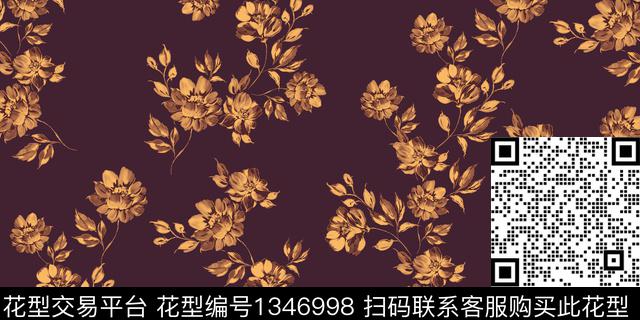 w-30750a.jpg - 1346998 - 四叶草 绿植树叶 连衣裙 - 传统印花花型 － 女装花型设计 － 瓦栏