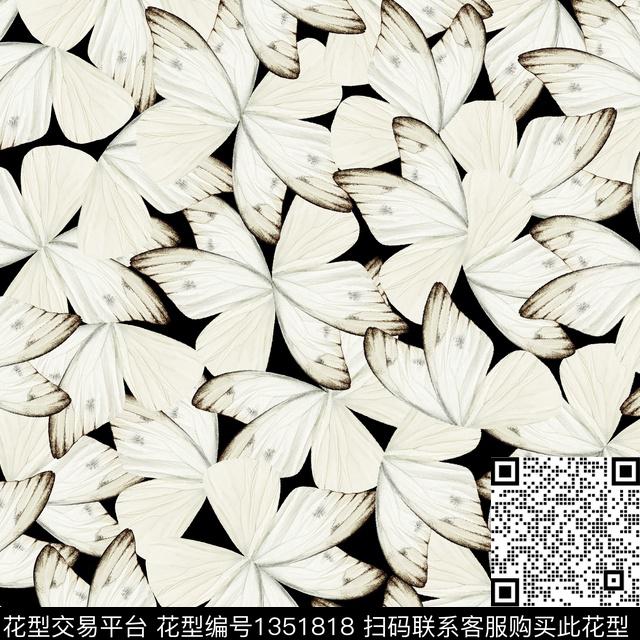 8122.jpg - 1351818 - 数码花型 昆虫 蝴蝶 - 数码印花花型 － 女装花型设计 － 瓦栏