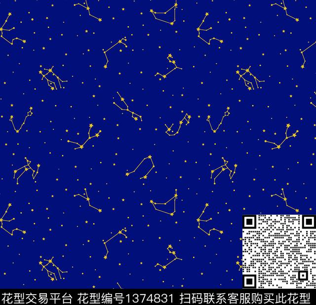 61.jpg - 1374831 - 几何 星星 星空 - 数码印花花型 － 女装花型设计 － 瓦栏