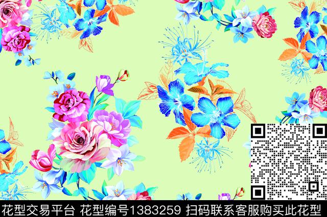 S03.jpg - 1383259 - 向日葵 彩底花卉 潮牌 - 数码印花花型 － 女装花型设计 － 瓦栏