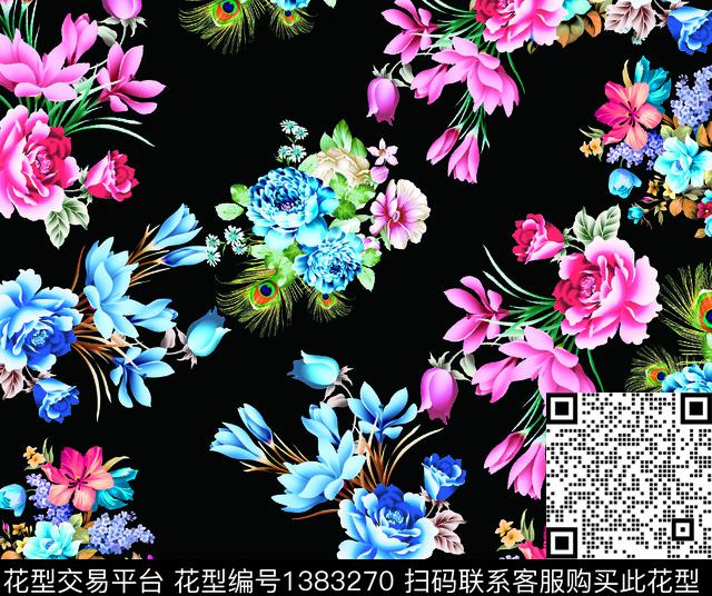 S019.jpg - 1383270 - 向日葵 彩底花卉 潮牌 - 数码印花花型 － 女装花型设计 － 瓦栏