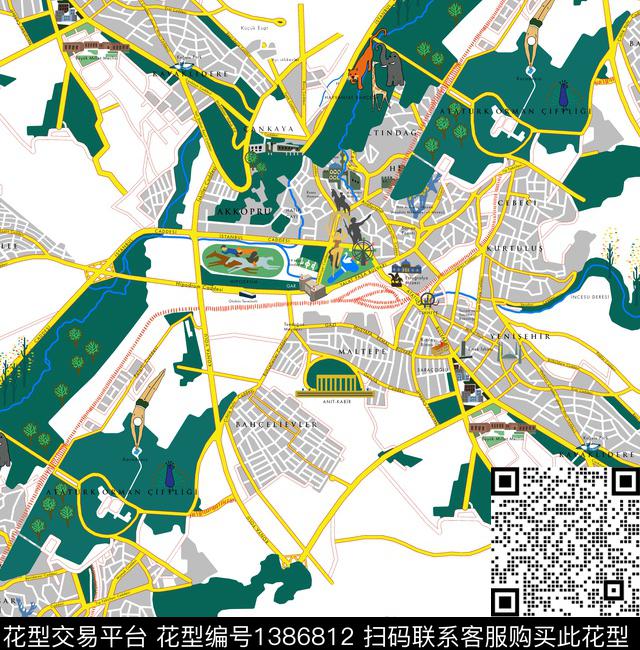 R2012031.jpg - 1386812 - 地图 map 2021春夏 - 数码印花花型 － 女装花型设计 － 瓦栏