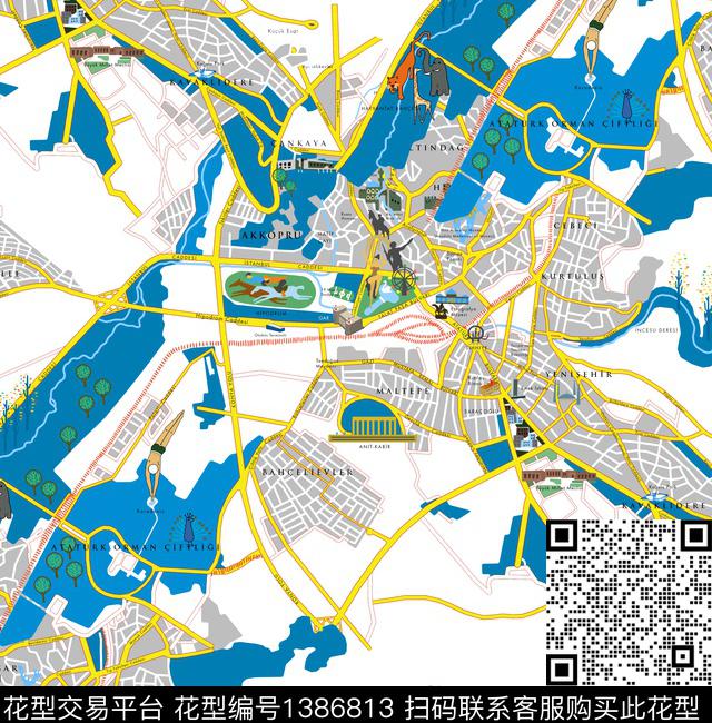 R2012031A.jpg - 1386813 - 地图 map 2021春夏 - 数码印花花型 － 女装花型设计 － 瓦栏