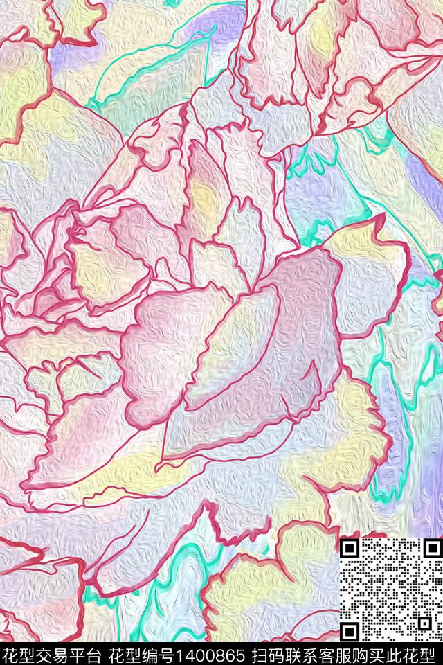 大大大 - 副本.jpg - 1400865 - 花卉 年轻女性 手绘 - 数码印花花型 － 女装花型设计 － 瓦栏