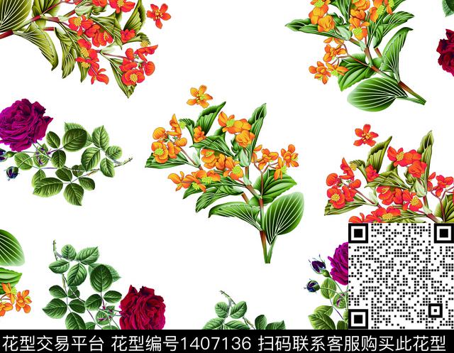 156.jpg - 1407136 - 鲜花 彩底花卉 潮牌 - 数码印花花型 － 女装花型设计 － 瓦栏