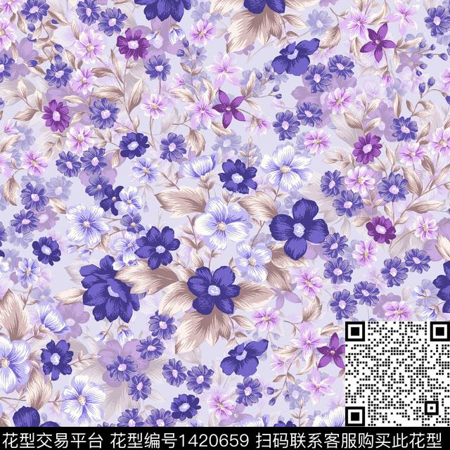 WC00684.jpg - 1420659 - 肌理 绿植树叶 水彩 - 传统印花花型 － 女装花型设计 － 瓦栏