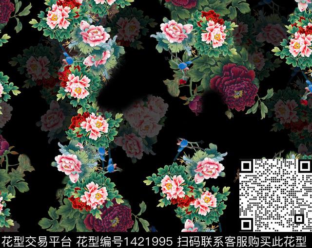 S005.jpg - 1421995 - 花卉蝴蝶 连衣裙 花鸟 - 数码印花花型 － 女装花型设计 － 瓦栏