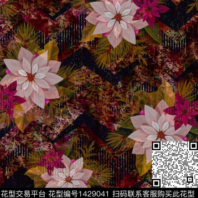 BSMYSJ0202.jpg - 1429041 - 数码花型 花卉 大牌风 - 数码印花花型 － 女装花型设计 － 瓦栏