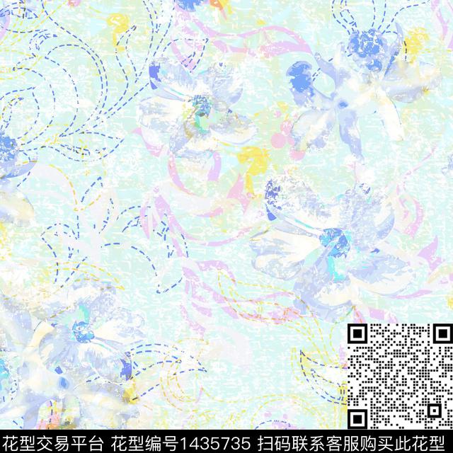 20210702-女02.jpg - 1435735 - 定位花 扎染花型 花卉 - 数码印花花型 － 女装花型设计 － 瓦栏