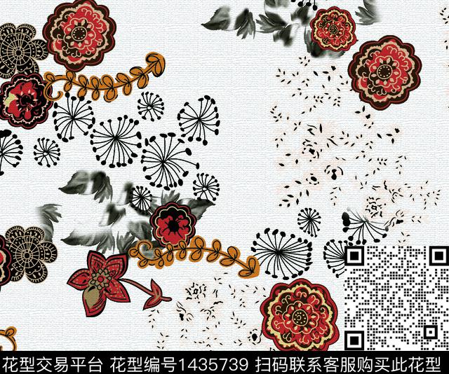 20210702-女06.jpg - 1435739 - 定位花 扎染花型 花卉 - 数码印花花型 － 女装花型设计 － 瓦栏