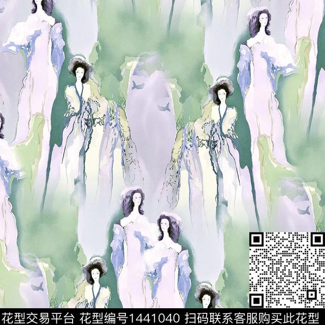 R2108091.jpg - 1441040 - 水彩 人物 2022春夏 - 数码印花花型 － 女装花型设计 － 瓦栏