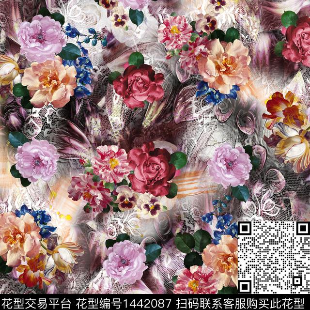 DG010712.jpg - 1442087 - 绿植树叶 数码花型 花卉 - 数码印花花型 － 女装花型设计 － 瓦栏