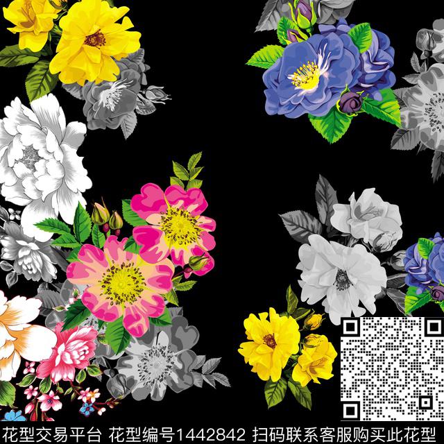 2021-8-1女16.jpg - 1442842 - 数码花型 定位花 扎染花型 - 数码印花花型 － 女装花型设计 － 瓦栏