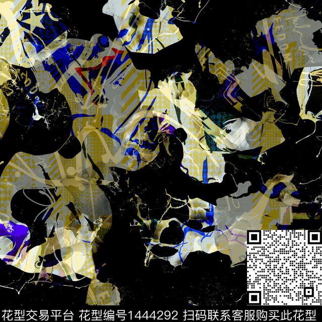 2021-8-5男2.jpg - 1444292 - 数码花型 几何 扎染花型 - 数码印花花型 － 男装花型设计 － 瓦栏