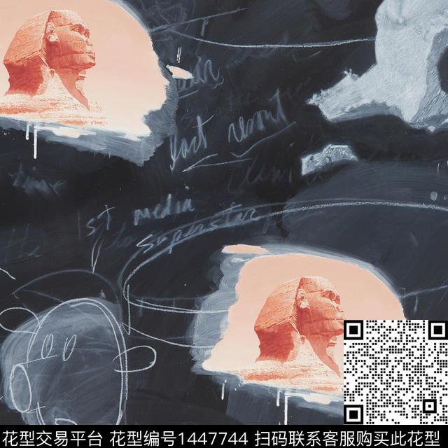 R2109124.jpg - 1447744 - 字母 埃及 油画花型 - 数码印花花型 － 男装花型设计 － 瓦栏