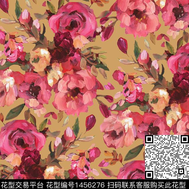 R2111028A.jpg - 1456276 - 油画花型 水彩花卉 手绘大花 - 数码印花花型 － 女装花型设计 － 瓦栏