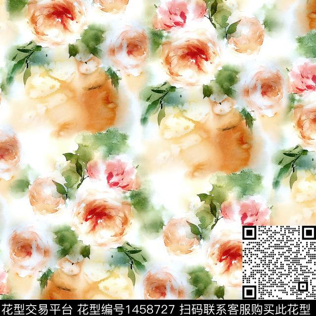 R2111058.jpg - 1458727 - 豹纹 水彩花卉 2022春夏 - 数码印花花型 － 女装花型设计 － 瓦栏