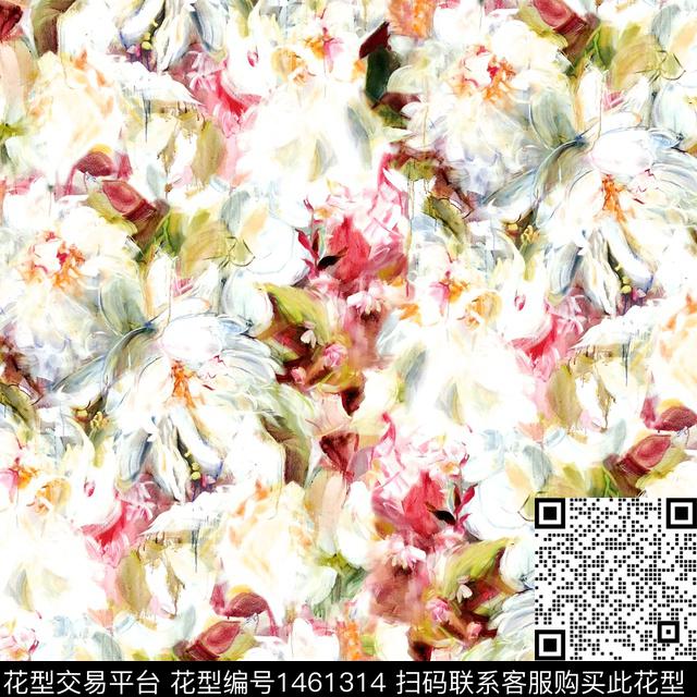 R2111130.jpg - 1461314 - 玫瑰花 牡丹 手绘花卉 - 数码印花花型 － 女装花型设计 － 瓦栏