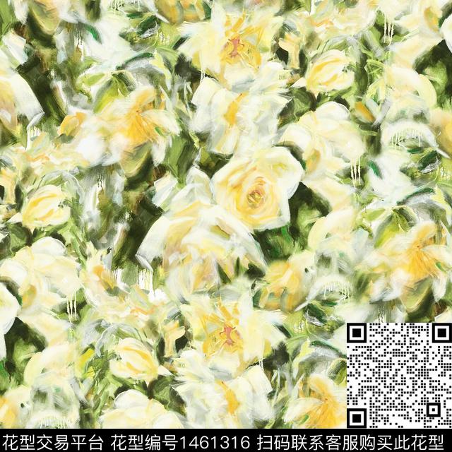 R2111131.jpg - 1461316 - 玫瑰花 牡丹 手绘花卉 - 数码印花花型 － 女装花型设计 － 瓦栏