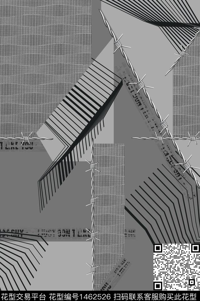 Orst_zz1798H.jpg - 1462526 - 线条 几何 文字 - 数码印花花型 － 男装花型设计 － 瓦栏