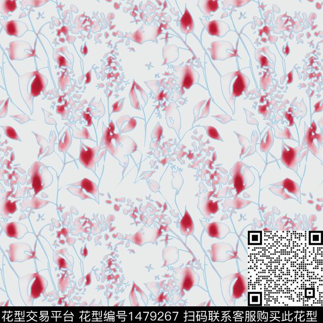 R (5).jpg - 1479267 - 绿植树叶 花卉 连枝花 - 数码印花花型 － 女装花型设计 － 瓦栏