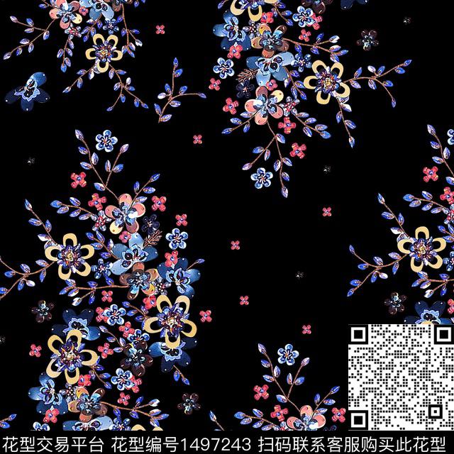 L0030.jpg - 1497243 - 黑底花卉 复古 花卉 - 数码印花花型 － 女装花型设计 － 瓦栏