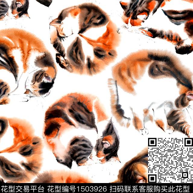 R2207035.jpg - 1503926 - 趣味 猫 搞怪 - 数码印花花型 － 女装花型设计 － 瓦栏