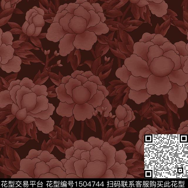 R2207056A.jpg - 1504744 - 香云纱 真丝 牡丹 - 数码印花花型 － 女装花型设计 － 瓦栏