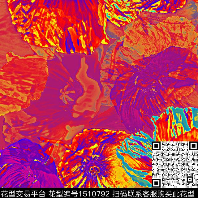 b1212.jpg - 1510792 - 抽象花卉 花卉 混合拼接 - 数码印花花型 － 女装花型设计 － 瓦栏