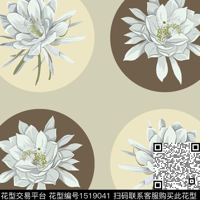 点条版3⚪.jpg - 1519041 - 简约 花卉 兰花 - 数码印花花型 － 窗帘花型设计 － 瓦栏