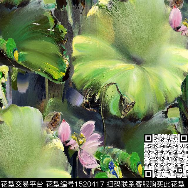 R2211096.jpg - 1520417 - 油画花型 荷花 中国 - 数码印花花型 － 女装花型设计 － 瓦栏