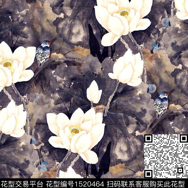 R2211104.jpg - 1520464 - 荷花 中老年 国画 - 数码印花花型 － 女装花型设计 － 瓦栏