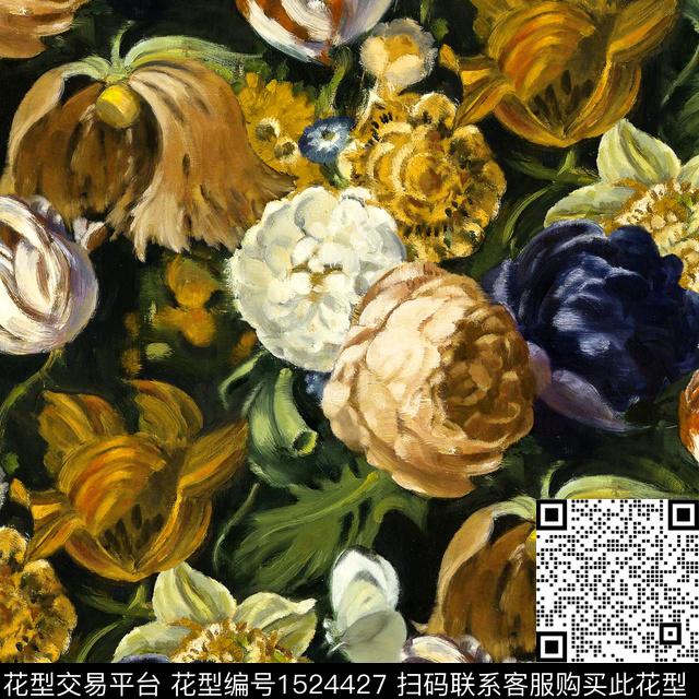 R2212107A.jpg - 1524427 - 玫瑰花 油画花型 手绘大花 - 数码印花花型 － 女装花型设计 － 瓦栏